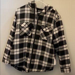 Plaid jacket with hood